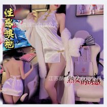 Sultry Lace Cheongsam Sleepwear Set for Women - Sexy Open-Side Backless Costume Outfit