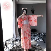 Linlinting Japanese Kimono-Style Cat Girl Lingerie Set - Elegant Long Sheer Sleepwear for Women