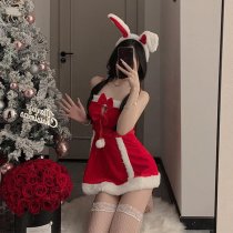 Red Velvet Sexy Lingerie Set - New Year Party Sleepwear & Role Play Costume for Women