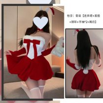 Christmas Bunny Girl Costume - Sexy Mesh Bodysuit & Mini Dress for Role Play, Nightclub & New Year's Eve