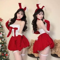 Sexy Christmas Sweet-Spicy Bralette Set with Red Santa Hat & Bow Neckline Lingerie Outfit