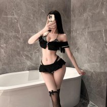 NightSiSexy Lingerie Set – Pure & Tempting Crop Top & Mini Pleated Skirt Outfit, Seductive Uniform Style