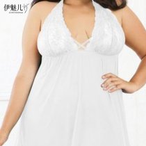 Sexy Halter Lace Mesh Lingerie Set for Plus Size Women - 200+ lbs (Erotic Underwear for European and American Exports)