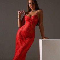 2024 Lace Sexy Lingerie Dress Set – Elegant Floral Embroidered Slip Dress with Adjustable Straps