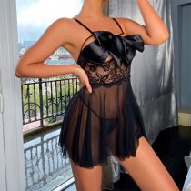 2025 Luxury Lace Lingerie Set – Sheer Backless Bodysuit Sleepwear for Women