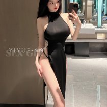 Yiyue Sexy Lace Nightgown for Women – High-Slit Hollow-Out Sleep Dress, Club Outfit & No-Remove Lingerie Set 8263