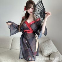 Japanese-Inspired Sexy Kimono Lingerie Set – Pure & Alluring No-Remove Sleepwear in Black A260