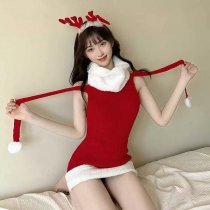 Christmas Velvet Dress - Sexy Plush Pure & Tempting Bodycon Holiday Party Dress with Festive Knit Sweater Top
