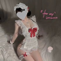 Cute Butterfly Backless Maid Costume - Pure & Tempting Lace Apron Outfit with Tied Waist & Cheeky Cut-Outs