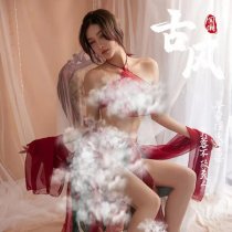 Dunhuang Feitian Ancient Chinese Hanfu Costume Set - Sexy Sheer Embroidered Bodice & Matching Ensemble