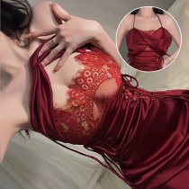 Glorious New Year Lace Sheer Tie-String Babydoll Nightgown Set for Women - Seductive Lingerie Outfit