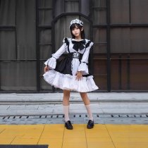Gothic Lolita Maid Dress - Black & White Cute Japanese Style Costume for Halloween & Cosplay