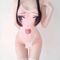Japanese Style Cute Anime Lingerie Bodysuit - Smiley Kawaii Swimwear Deadstock Miko-inspired One-Piece