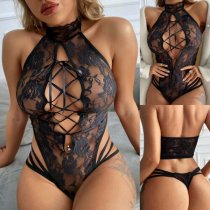 Lace Cut-Out Tie-Up Babydoll Set - Sexy & Cute Sensual Sleepwear for Women, Premium Lingerie