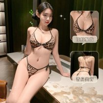 Leopard Print Sensual Lingerie Set for Women – Comfortable Strapless Bra & Thong Bikini Set