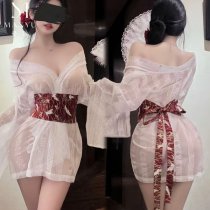 Mandyu Hanfu-Inspired Lingerie Set - Vintage Chinese Court Style Sheer Silk Robe with Long Train & Elegant Embroidery