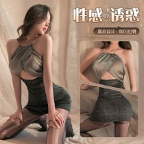Manyan Sexy OL Uniform Set - Strapless Secretary Skirt & Shiny Nightclub Outfit for Confident Women