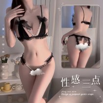 Pearl Temptation Thong Lingerie Set for Women – Sexy Lace Bra & Panty, Push-Up Small Bust Enhancer, No-Remove Passion Ou