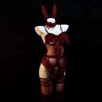 Pure & Playful Lingerie Set - Modest Yet Sexy Open-Crotch Bunny Costume Sleepwear for Couples