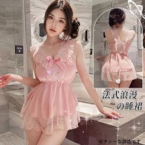 Pure & Seductive Lace Sleep Dress for Women – Sexy Satin-Blend Slip Nightgown with Adjustable Straps