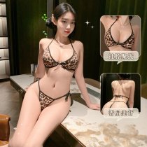 Qiaozi Women's Leopard Print Sexy Lingerie Set – Comfortable Strapless Bra & Thong Outfit