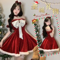 Red Sparkly Sexy New Year Dress - Sweet & Spicy Holiday Lingerie Mini Dress with Strapless Bodice