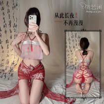 Ruolan Sexy Chinese-Inspired Lingerie Set – Sheer Hanfu-style Doudou, Tie-Strap Skirt Outfit with Traditional Aesthetic
