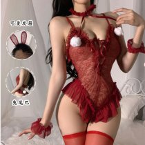 Sexy Bunny Lingerie Set - Sheer Lace Christmas Bunny Costume for Women, Valentine's Day Gift