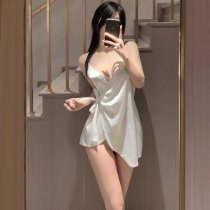 Sexy Satin Lace-Up Nightgown - V-Neck Ice Silk Summer Sleep Dress, Alluring Pure-Temptation Lingerie