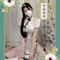 Sexy Vintage Qipao Lingerie Set - Floral Brocade Sleepwear with High Slit & Traditional Frog Closures
