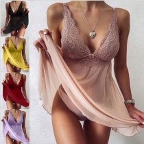 Sultry Lace Sheer Sleepwear Set - Elegant Women's Sexy Camisole & Matching Briefs,European and American Export Style