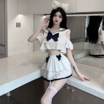 Suoqing Sexy Student Cosplay Outfit - JK Skirt Set, Provocative Uniform Costume with Pleated Mini Skirt & Swimsuit Top