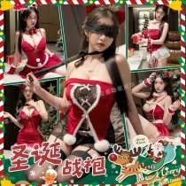 Velvet Christmas Lingerie Set - Sexy Abstinence Style Red Cosplay Sleepwear Outfit for New Year & Holiday