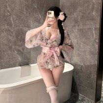Yaseyese Japanese-Inspired Lingerie Set – Seductive Kimono-Style Sleepwear & Roleplay Costume for Small Bust