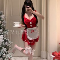 Yiyue Christmas Red Chef Lingerie Set – Sexy Pure-Temptation Holiday Sleepwear & Roleplay Costume