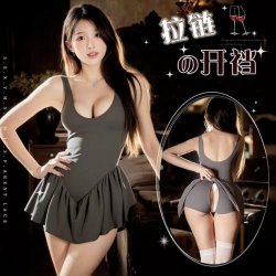 Plus Size Sexy Zipper Crotch Mini Skirt - Seductive Outdoor Lingerie for Couples, Pure Temptation Style