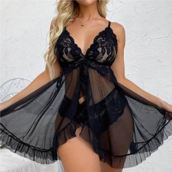 Lace Cami Set Women's Sexy Sleepwear - V-Neck Matching Lingerie Outfit, Elegant European Style Nightwear