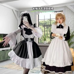 Japanese Cosplay Maid Dress Set - Cute Sexy Lolita Short Sleeve Long Sleeve Uniform Dress for Women Plus Size