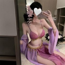 QQNY Sexy Lingerie Sleepwear Set – Vintage Princess Belly Dance Costume with Lace Bodice & Retro Doudou Top