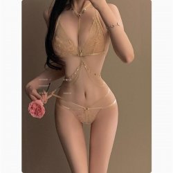 Domila Moxin Lace Bra and Panty Set 7915 - Sexy Sheer Bare-Butt Lingerie Set, Pure & Alluring
