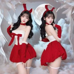 Christmas Bunny Costume for Women - Sexy Naughty Role Play Lingerie Dress, New Year Eve Outfit & Cosplay Ensemble