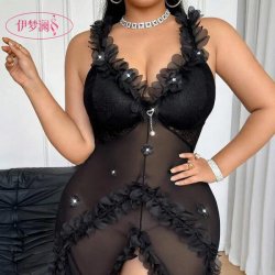 Yimenglan 2026 Sheer Mesh Lace Sexy Sleep Dress – Valentine's Day Romantic Lingerie Nightgown for Women