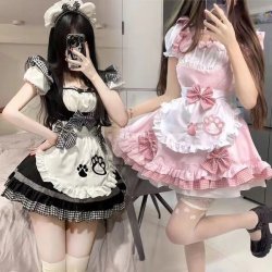 Adorable Maid Costume for Women - Kawaii Cat Lolita Dress, Japanese Anime Cosplay Outfit with Petticoat & Accessories