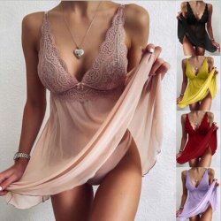 Elegant Lace Sheer Sleepwear Set for Women – Sexy Bridal & Date Night Lingerie Outfit