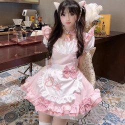 Japanese Maid Cosplay Dress - Sweet Cat-Themed Lolita Dress for Cute Soft Girl Aesthetic