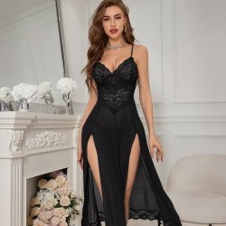 Sexy Europe and America-Style Long Dress Lingerie Set – Secretary Uniform Sleepwear, Pure & Tempting Nightwear