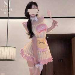 Mandyu Chef Maid Lingerie Set - Sweet & Sexy French Maid Costume with Apron, Cute Erotic Outfit for Women
