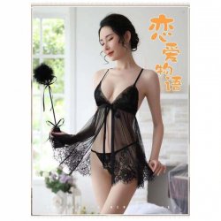 Pure & Alluring Lace Cami Sleep Dress for Women – Sheer Summer Lightweight Sensual Loungewear Set