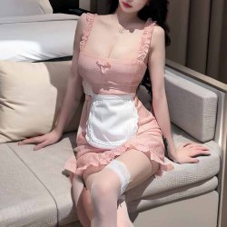 Seductive Maid Costume Set - Sheer Lace Apron & Sleep Dress for Women, Factory Direct Erotic Lingerie