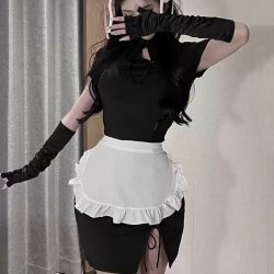 Sexy Maid Costume for Women - Devil Girl Chinese Style Split Qipao Outfit, Busty Nightclub & Cosplay Lingerie Set